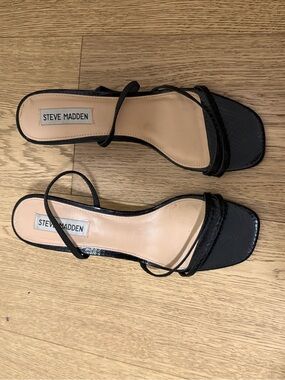 Steve Madden Black Strappy Square-Toe Sandals - Loft